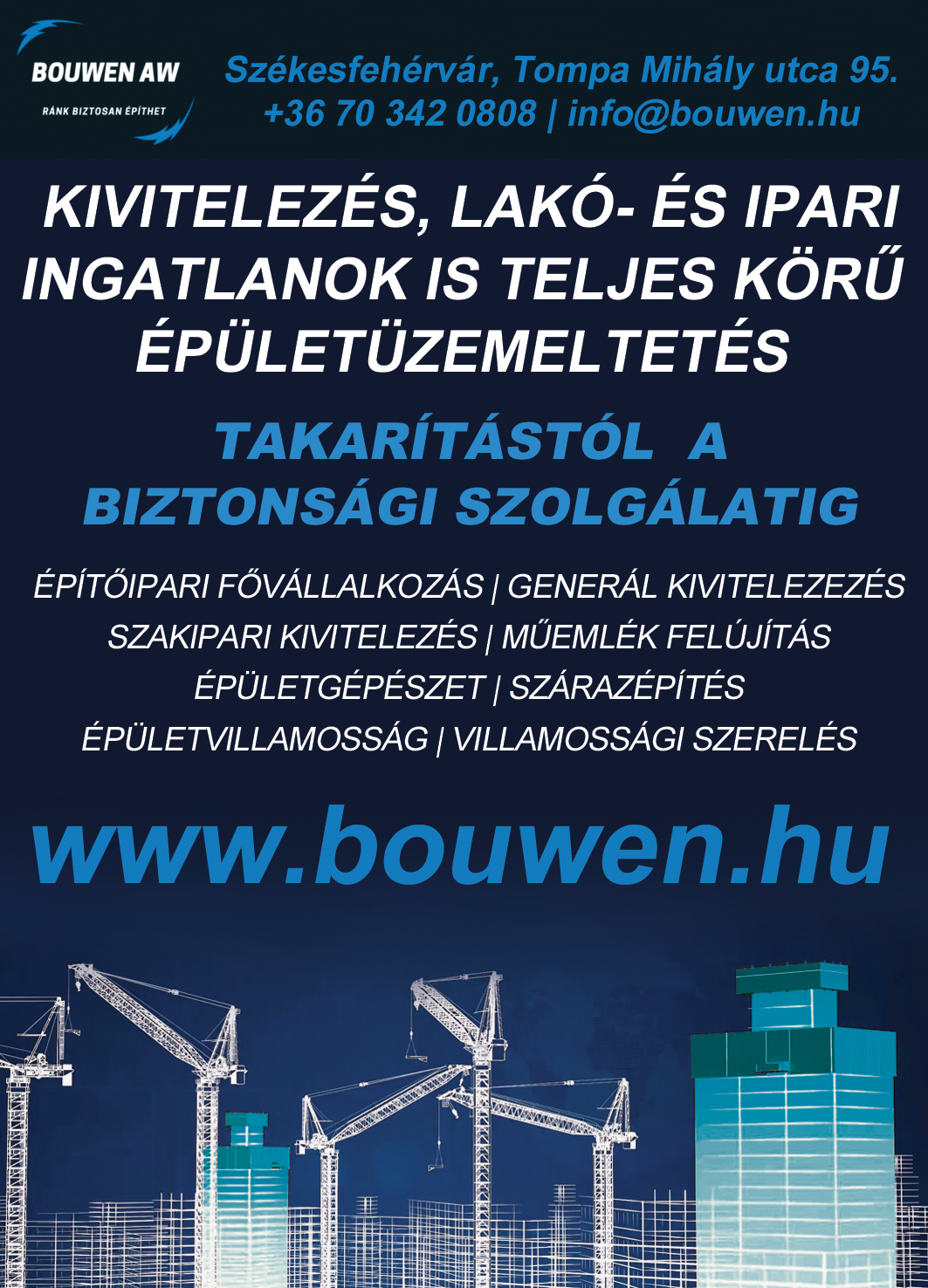 Kivitelezés, lakó- és ipari ingatlanok  2020