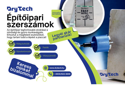 DryTech, válogatott szerszámokat, amelyek megkönnyítik a belsőépítészeti munkát a gipszkartonozástól a villanyszerelésig
