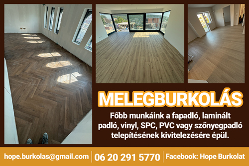 Hope Burkolat, Fapadló, laminált padló, vinyl, SPC, PVC vagy szőnyegpadló telepítése kivitelezése