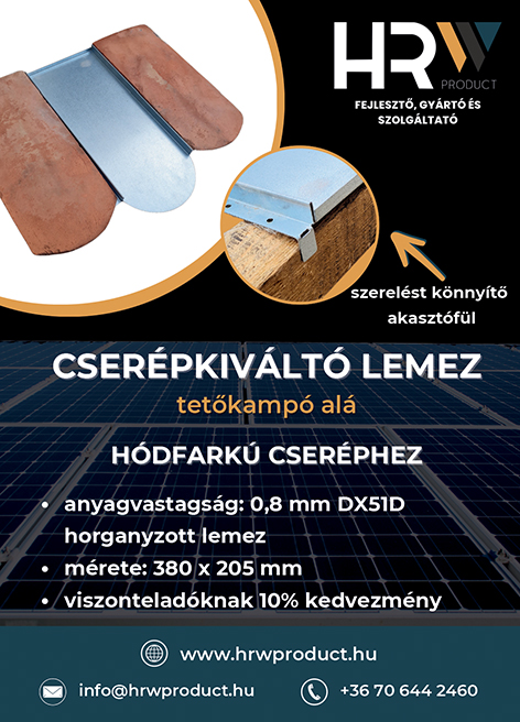 HRW Product Kft. Forradalmi lemezcserép a napelem felszereléshez! 