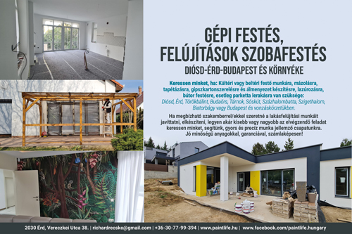 Gipszkartonozás, Festés/Mázolás/Lazúrozás, Tapétázás, Parkettázás, Bútor/Ajtó Festés Paintlife Hungary