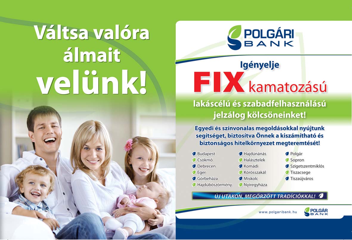 HITEL, LAKÁSHITEL, FOGYASZTÓI HITEL, BEFEKTETÉS, ELŐTAKARÉKOSSÁG, Polgári Bank Zrt. 2021
